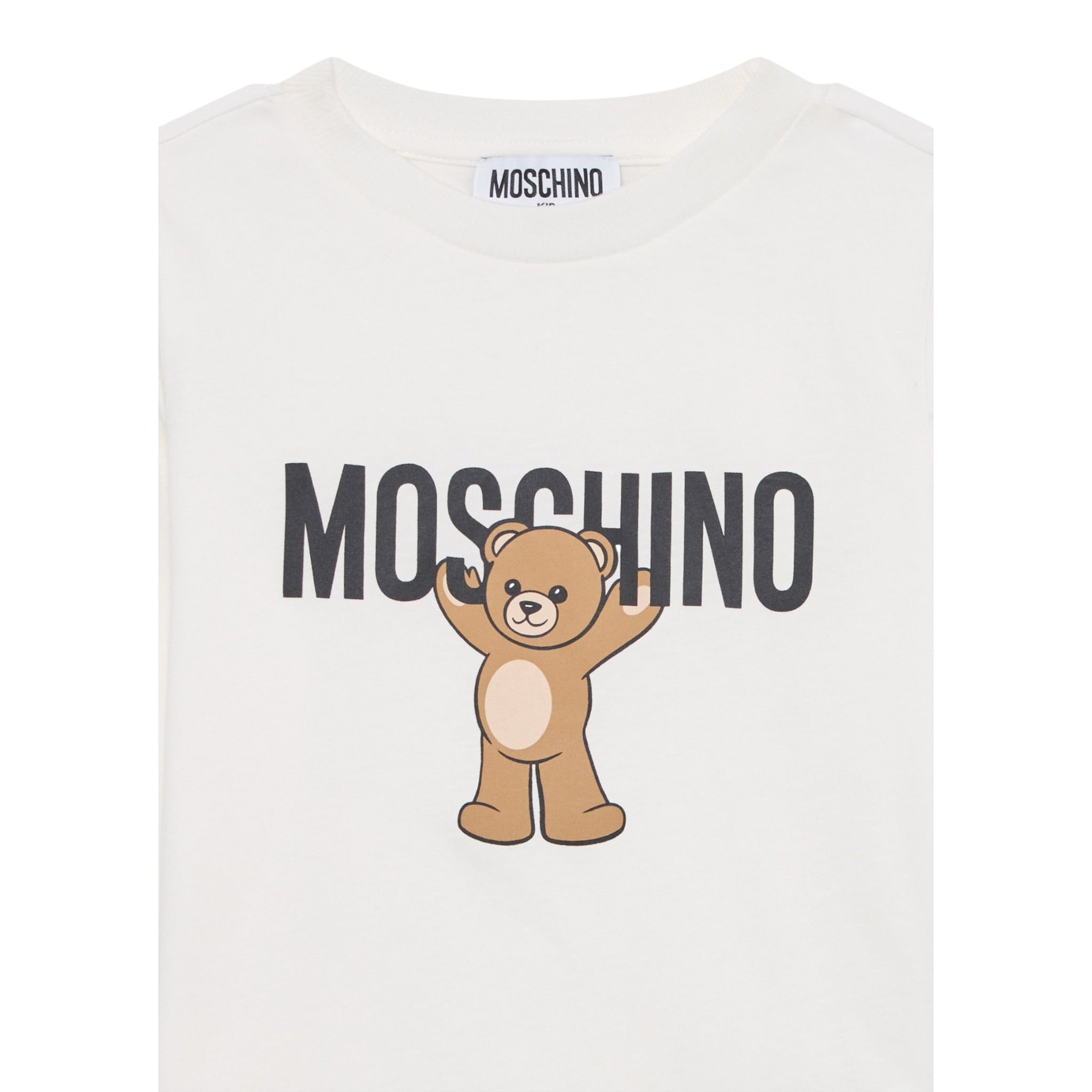 Moschino Shirt Girocollo tinta unita con Stampa Bianco per Neonato MZO00R BIANCO MOSCHINO 