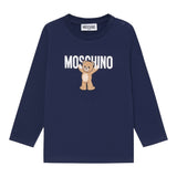Moschino Shirt Girocollo tinta unita con Stampa Blu per Bambino MZO00RJXX BLU MOSCHINO 