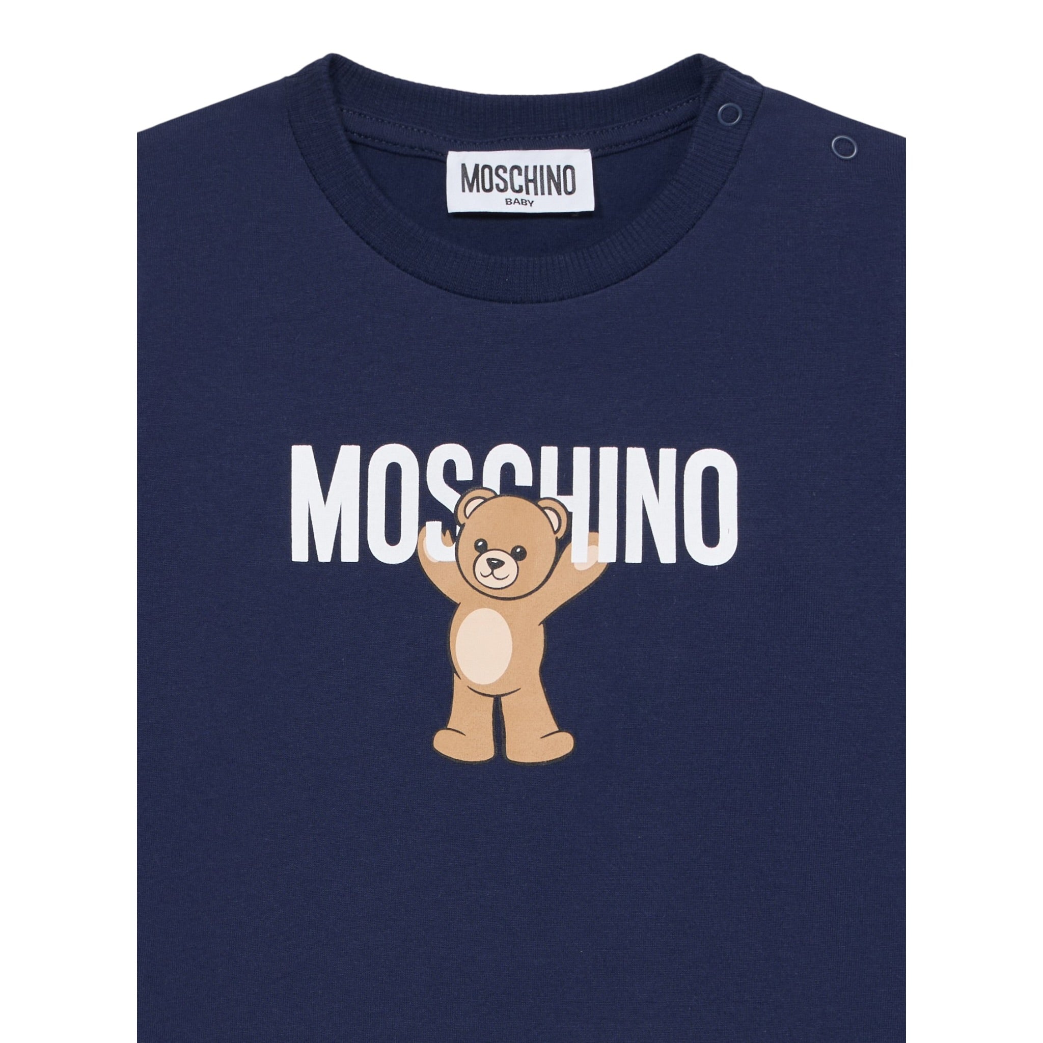 Moschino Shirt Girocollo tinta unita con Stampa Blu per Bambino MZO00RJXX BLU MOSCHINO 