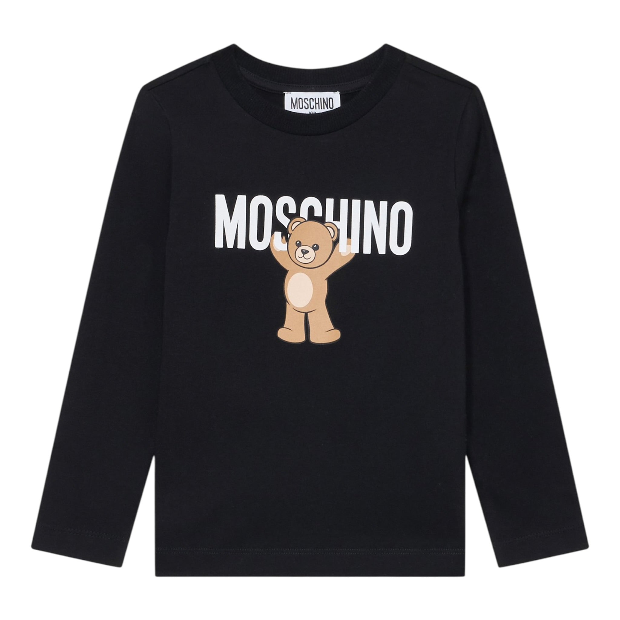 Moschino Shirt Girocollo tinta unita con Stampa Nero per Bambino MZO00RX NERO MOSCHINO 