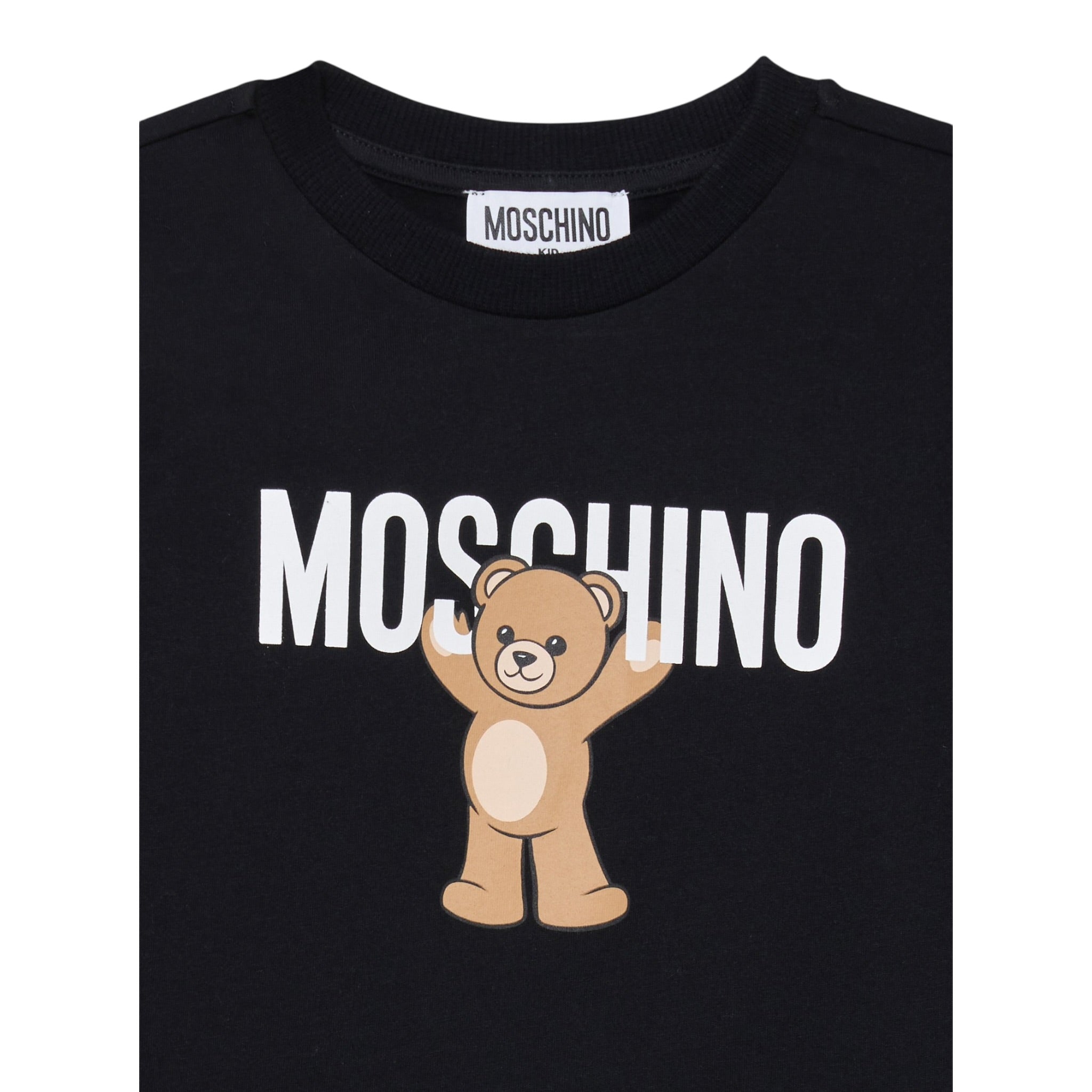 Moschino Shirt Girocollo tinta unita con Stampa Nero per Bambino MZO00RX NERO MOSCHINO 