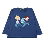 Mousse Shirt Girocollo tinta unita con Frozen Blu per Bambina SISTERICEJ BLU MOUSSE 