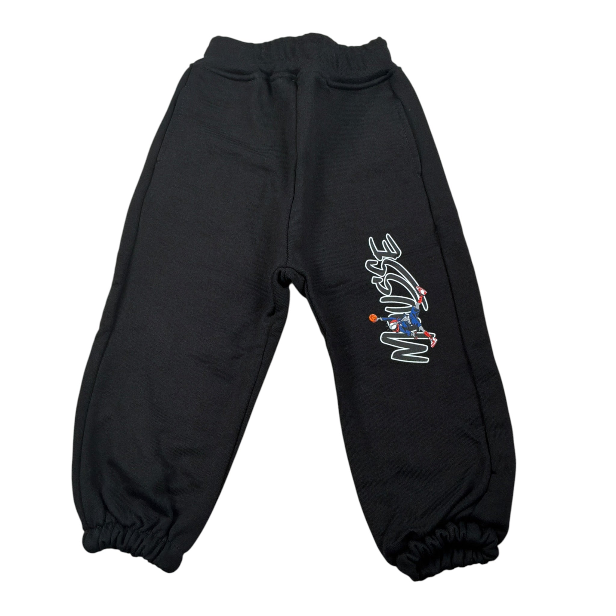 Mousse Pantalone tinta unita con Logo Nero per Neonato SPINAIRP NERO MOUSSE 