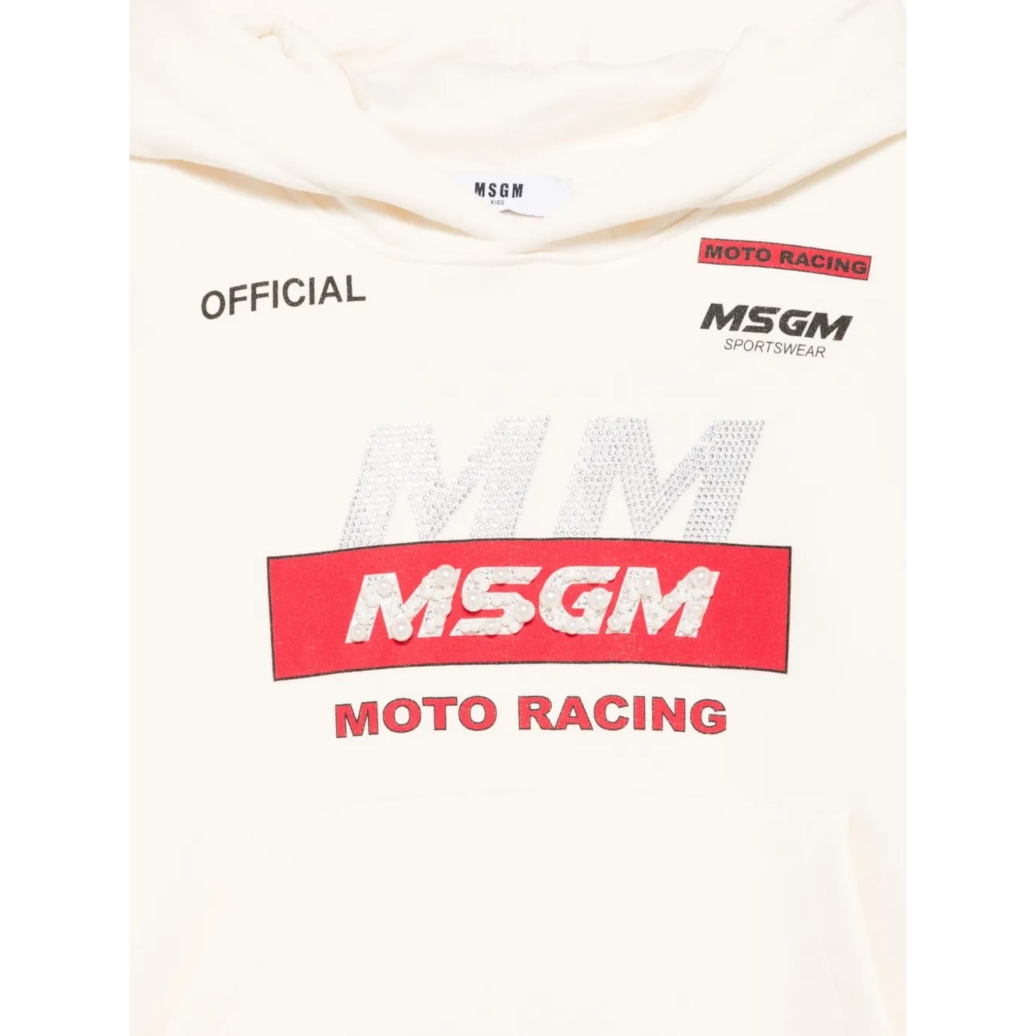 Msgm Felpa tinta unita con Cappuccio E Stampa Panna per Bambina F5MSJGHS193 PANNA MSGM 