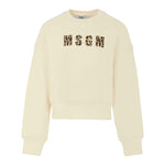 Msgm Felpa tinta unita Girocollo con Logo Panna per Bambina F5MSJGSW145X PANNA MSGM 
