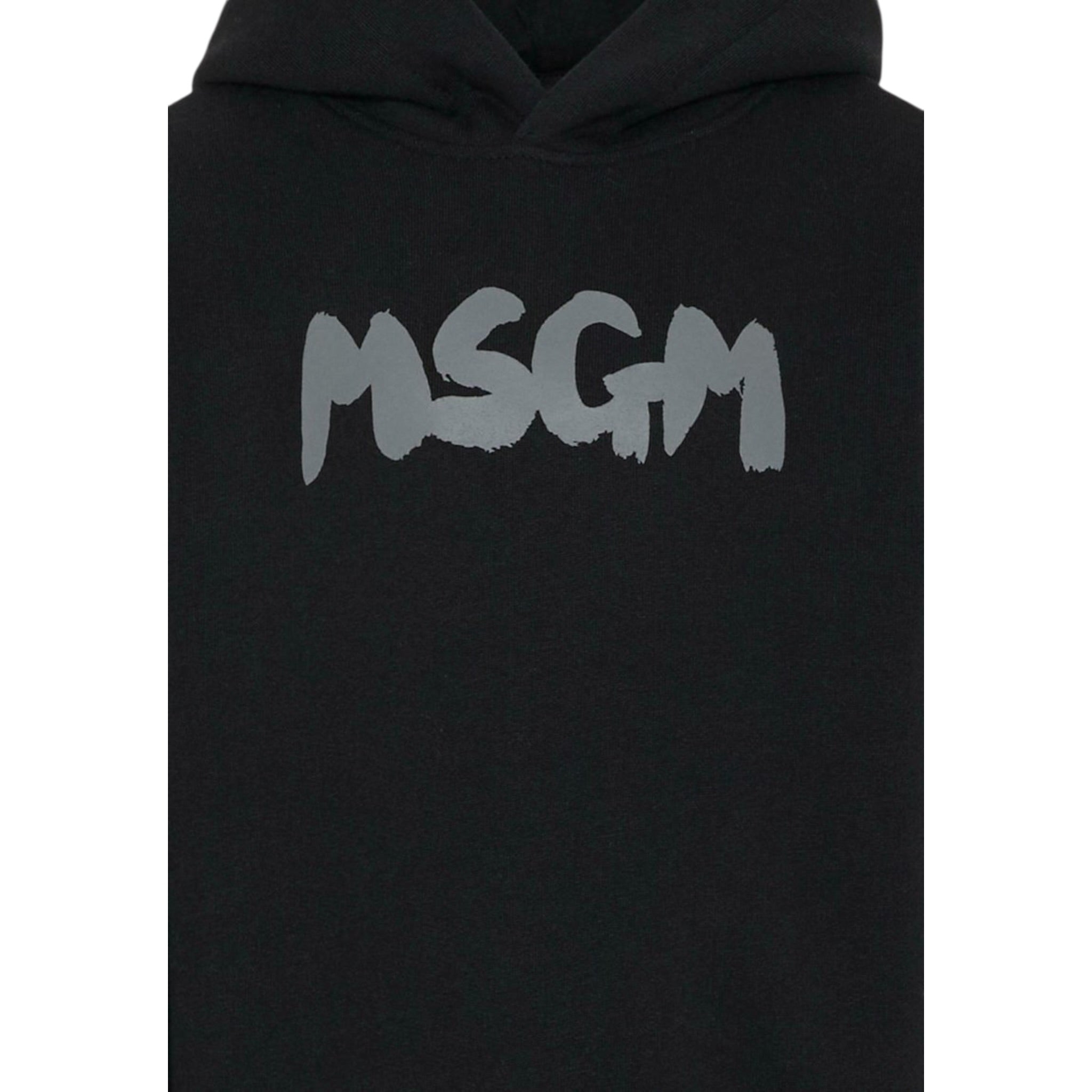 Msgm Felpa tinta unita con Cappuccio E Stampa Nero per Bambina F5MSJUHS021 NERO MSGM 