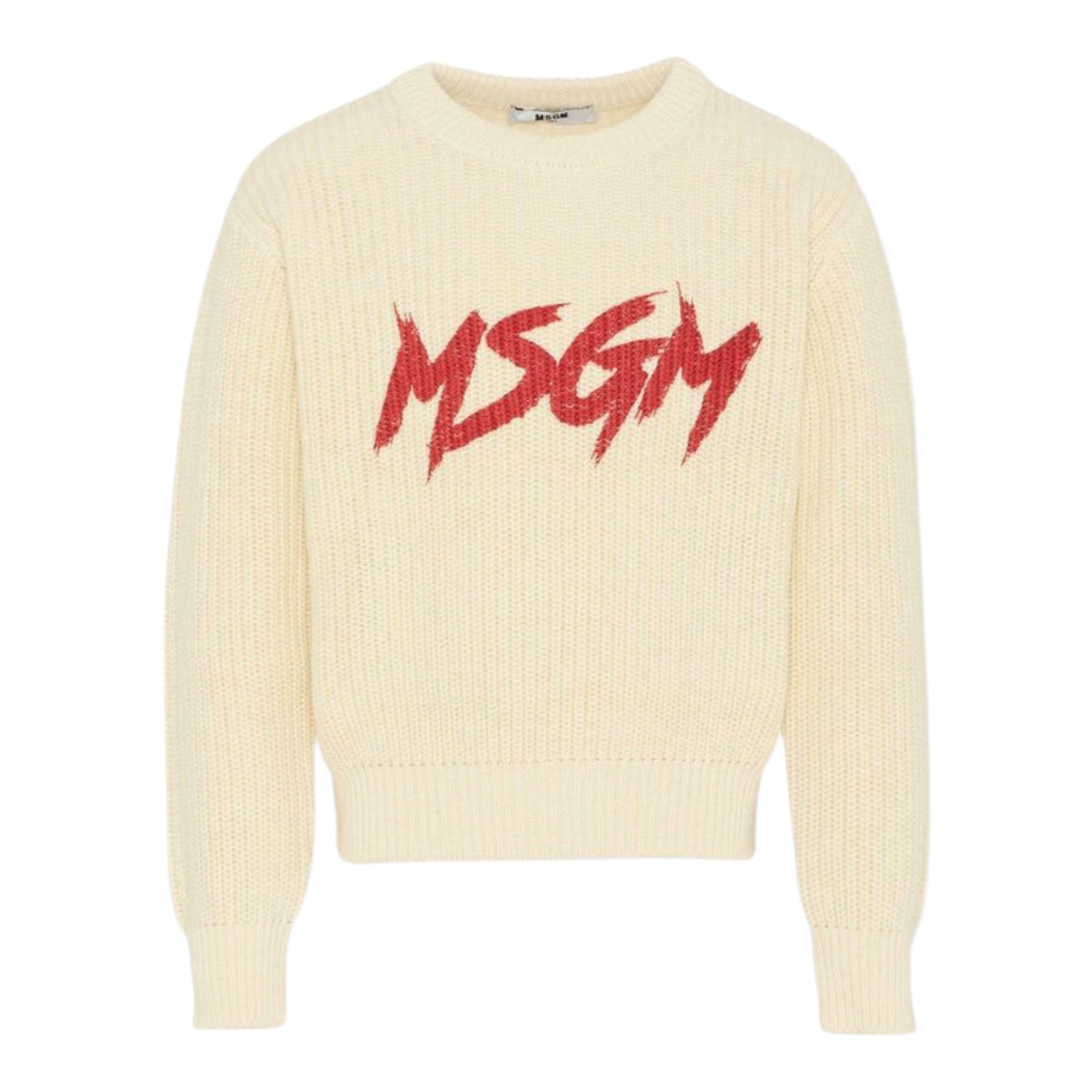 Msgm Maglia tinta unita con Stampa Panna per Bambina F5MSJUJP090X PANNA MSGM 