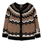 N°21 Cardigan tinta unita con Stampa Marrone per Bambina N2106ZX MARRONE N°21 