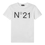 N°21 T-Shirt Girocollo tinta unita con Stampa Bianco per Bambino N21173 BIANCO N°21 