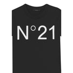 N°21 T-Shirt Girocollo tinta unita con Stampa Nero per Bambino N21173 NERO N°21 