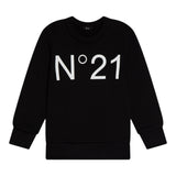 N°21 Felpa Chiusa Girocollo tinta unita con Logo Nero per Bambino N21588 NERO N°21 
