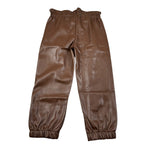 Naida Pantalone tinta unita In Finta Pelle Marrone per Bambina NAPA351 MARRONE NAIDA 