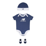 New Balance Set 3 Pezzi Body-Cappello-Babbucce Blu per Neonato LAK0106 BLU NEW BALANCE 