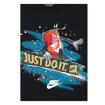 Nike T-Shirt Girocollo Tinta Unit con Stampe Nero per Bambino 86N503 NERO NIKE 