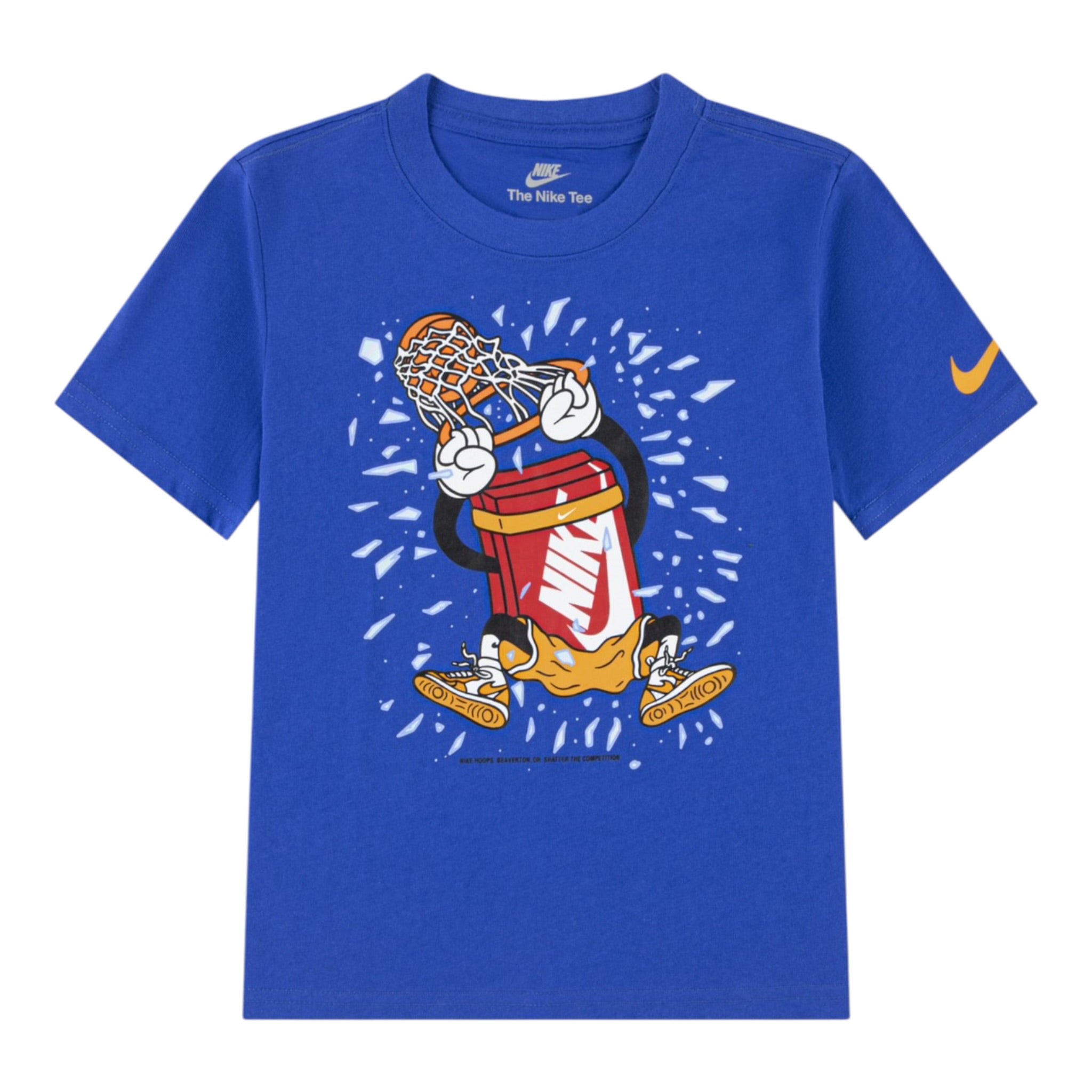 Nike T-Shirt Girocollo Tinta Unit con Stampe Blu per Bambino 86N504 BLU NIKE 