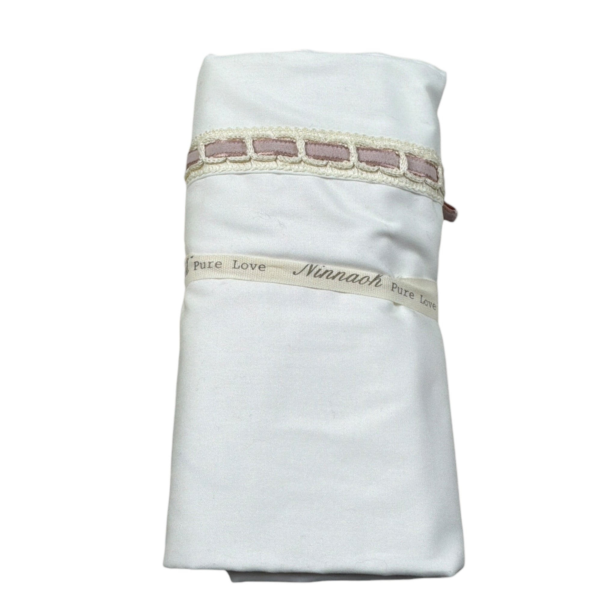 Ninnaoh Lenzuola tinta unita con Ricami Bianco per Neonata 125823 BIANCO NINNAOH 