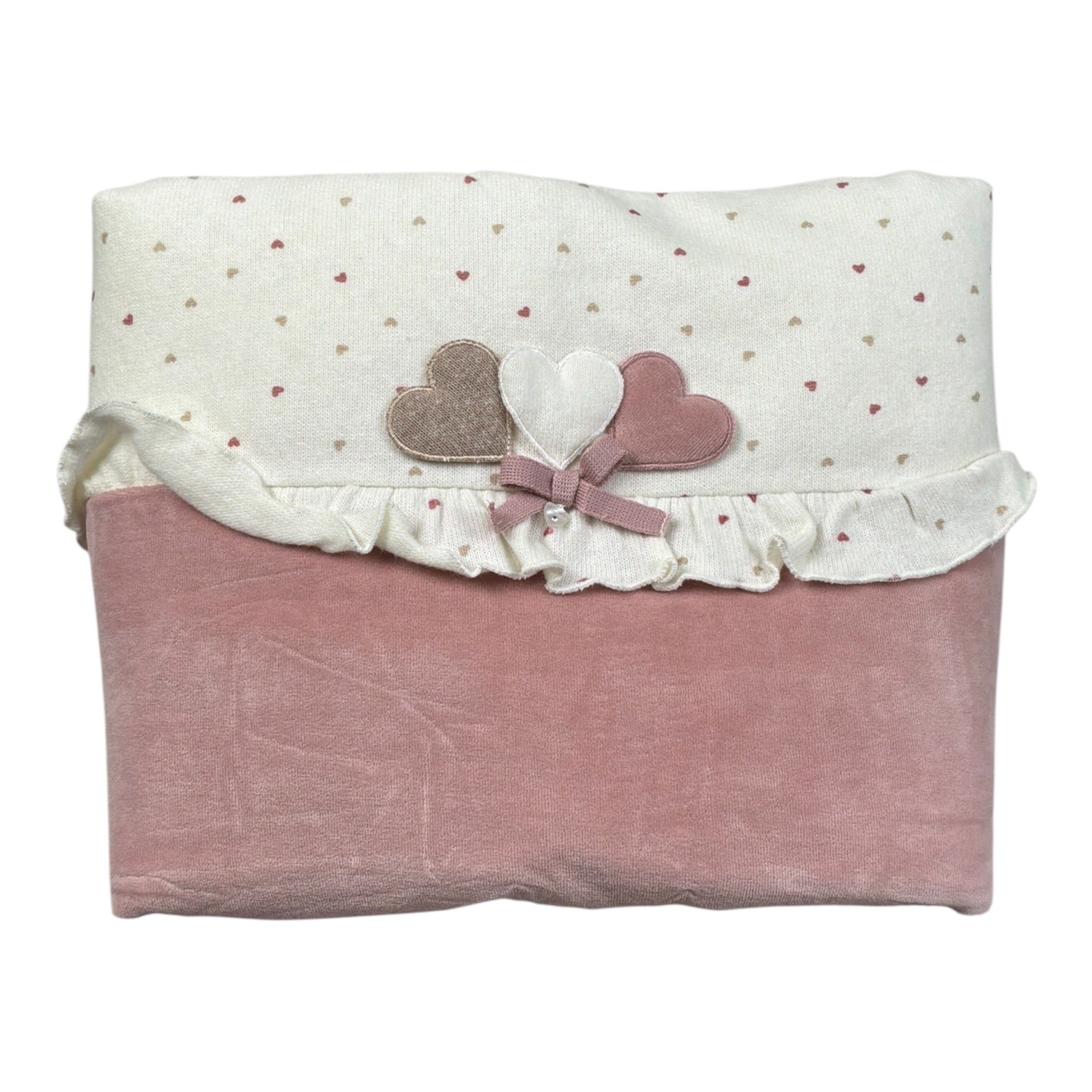 Ninnaoh Coperta tinta unita con Fantasia Bianco/Rosa per Neonata I25COP24I BIANCO/ROSA NINNAOH 
