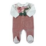 Ninnaoh Tutina Bicolore con Stampa Fiori Bianco per Neonata I25T34 BIANCO NINNAOH 