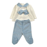 Ninnaoh Completo 2Pz Maglia-Ghettina Bicolore Bianco/Azzurro per Neonata PR219659 BIANCO/AZZURRO NINNAOH 