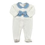 Ninnaoh Tutina tinta unita con Applicazioni In Velluto Bianco/Azzurro per Neonata PR219662 BIANCO/AZZURRO NINNAOH 