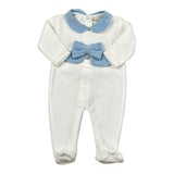 Ninnaoh Tutina tinta unita con Applicazioni In Velluto Bianco/Azzurro per Neonata PR219662 BIANCO/AZZURRO NINNAOH 