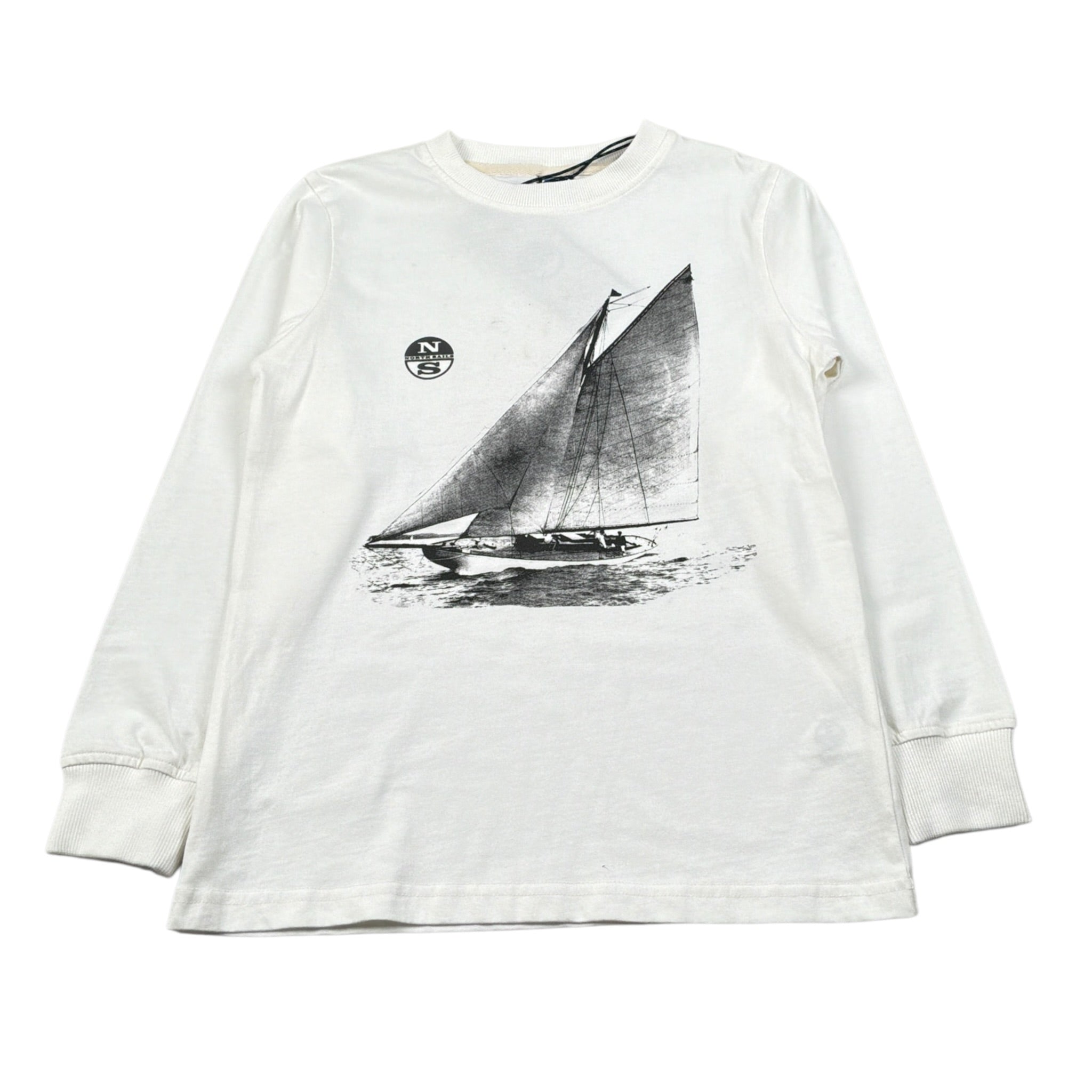 North Sails Shirt Girocollo tinta unita On Stampa Bianco per Bambino NBA26005TS BIANCO NORTH SAILS 