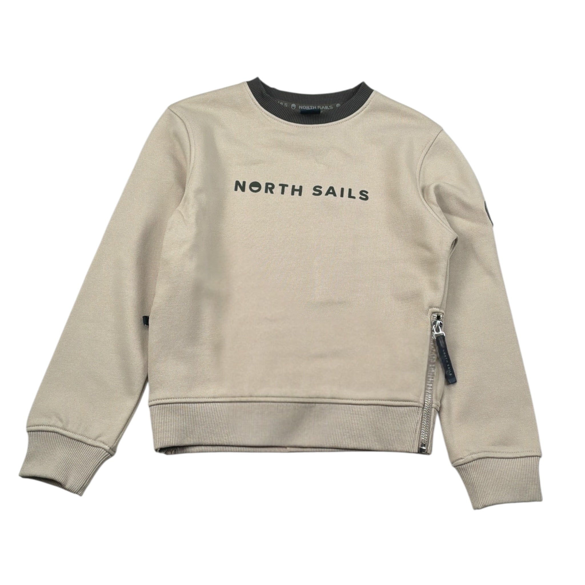 North Sails Felpa tinta unita Girocollo con Stampa Beige per Bambino NBA26033FE BEIGE NORTH SAILS 