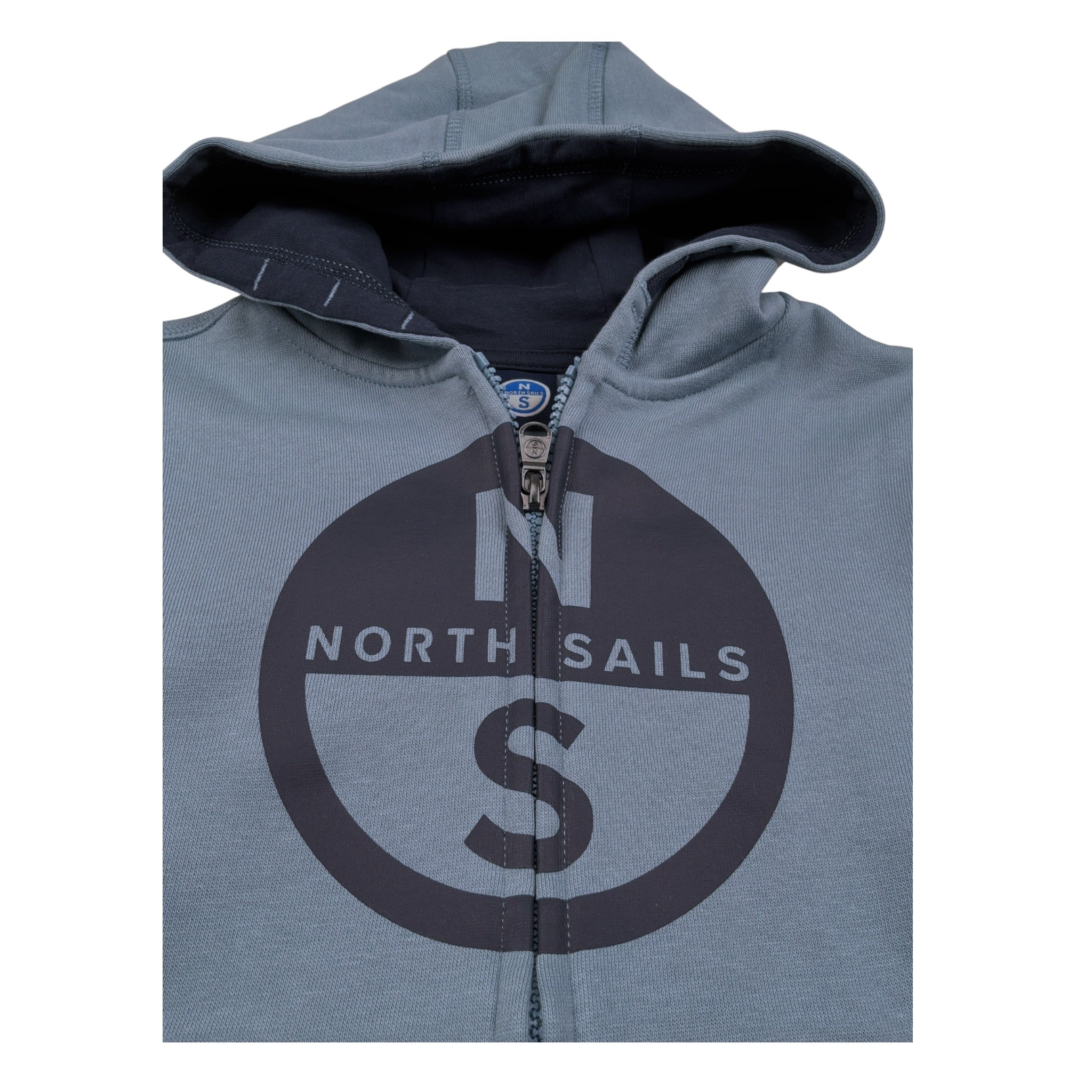 North Sails Felpa con Zip E Cappuccio tinta unita Azzurro per Bambino NBA26078FE AZZURRO NORTH SAILS 