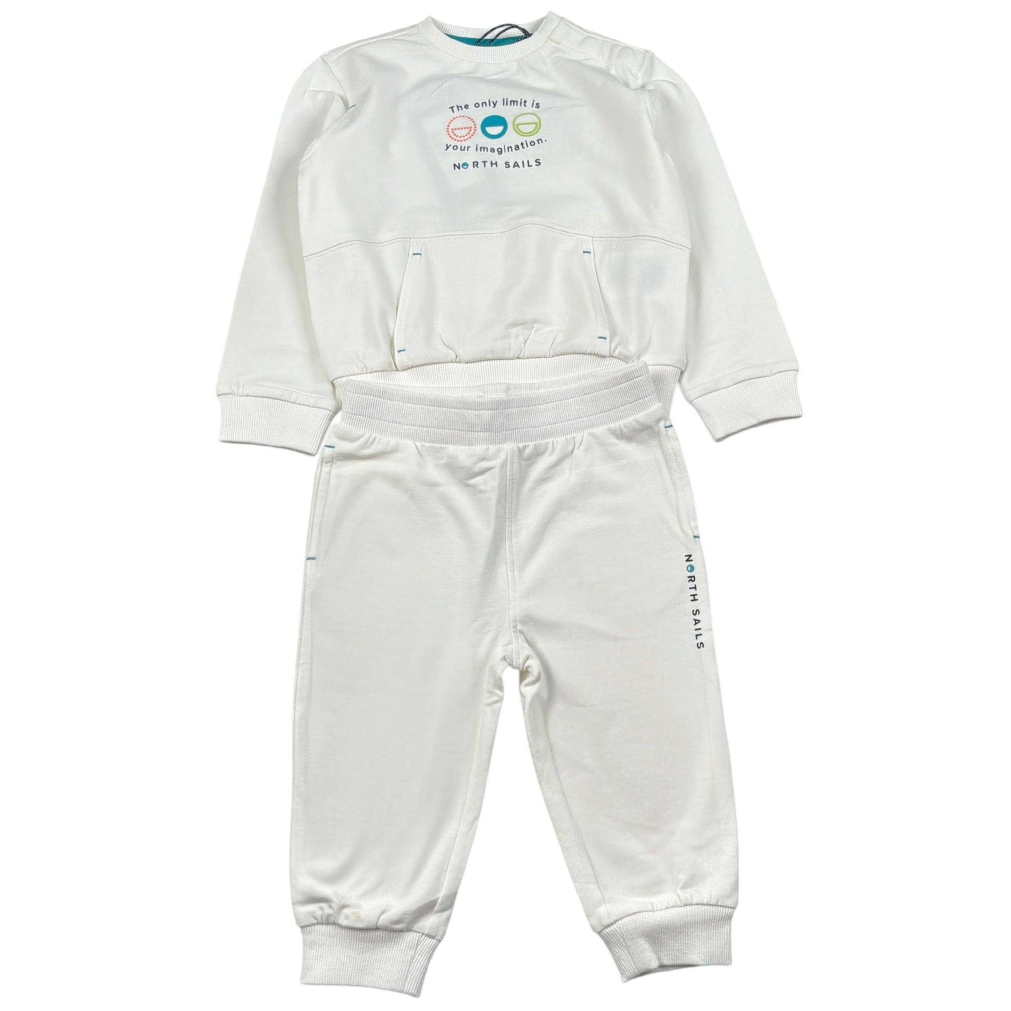 North Sails Completo 2Pz Felpa-Pantalone Bianco per Neonato NIA26038CF BIANCO NORTH SAILS 