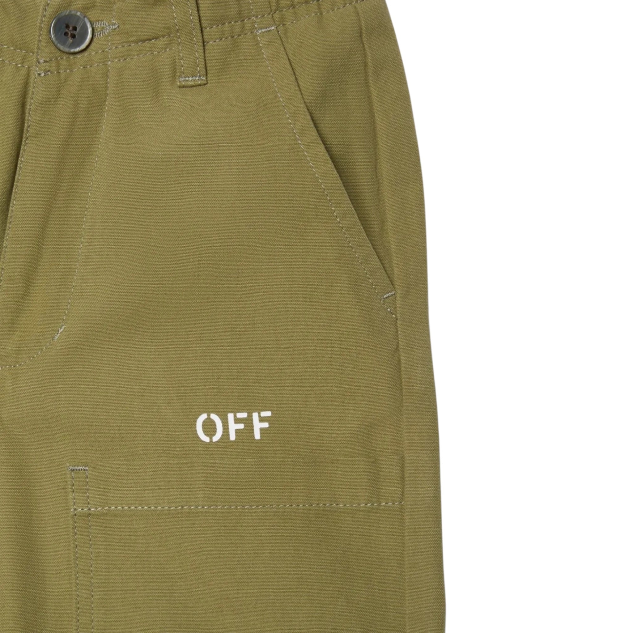 Off-White Pantalone tinta unita con Stampa Verde per Bambino OBCA007F24 VERDE OFF-WHITE 