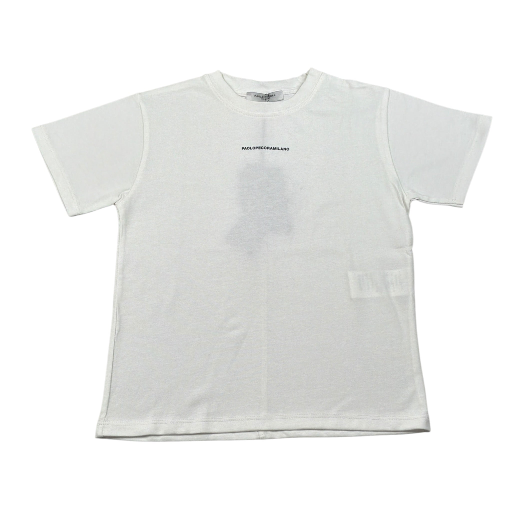Paolo Pecora T-Shirt Girocollo tinta unita con Logo Bianco per Bambino PP4139 BIANCO PAOLO PECORA 