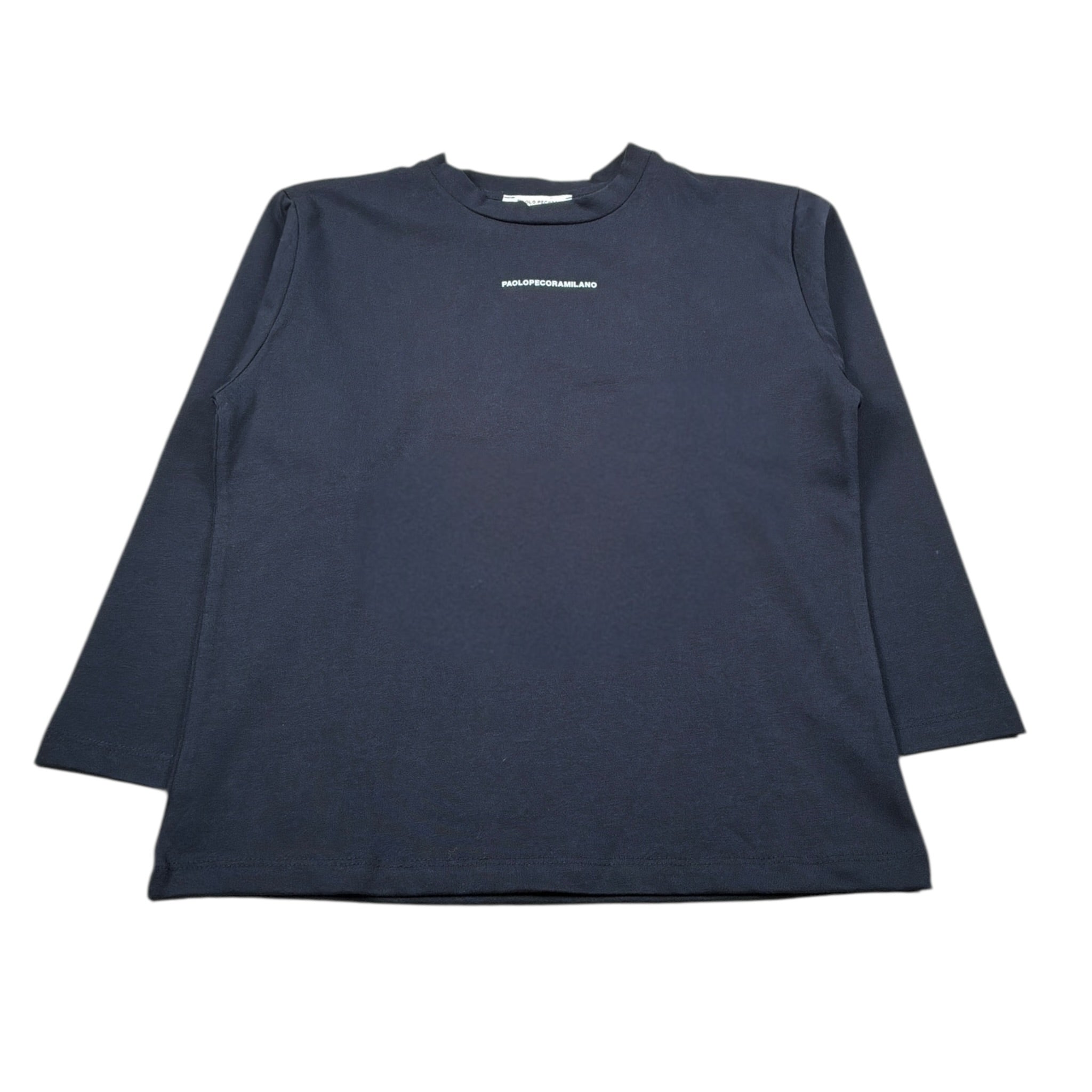 Paolo Pecora Shirt Girocollo tinta unita con Logo Blu per Bambino PP4157X BLU PAOLO PECORA 