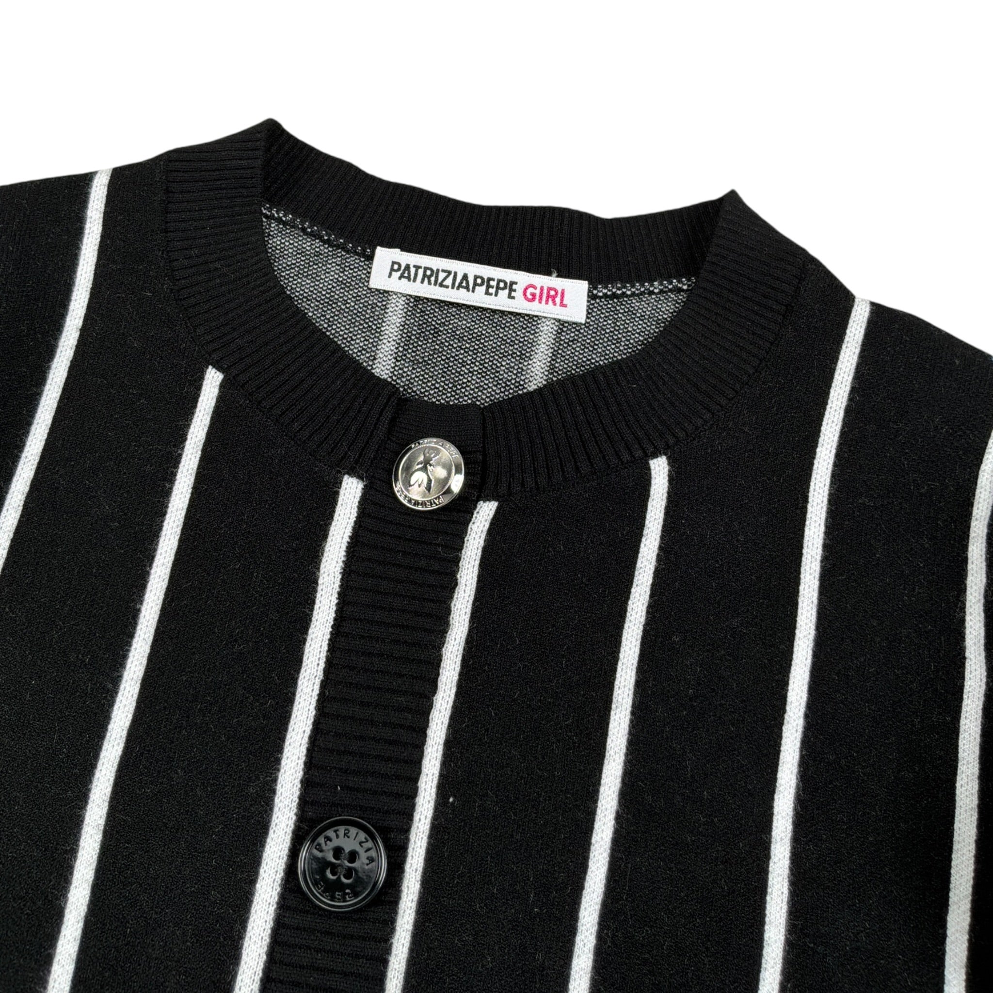 Patrizia Pepe Abito Manica Lunga tinta unita Fantasia A Righe Nero per Bambina 7A0569 NERO PATRIZIA PEPE 