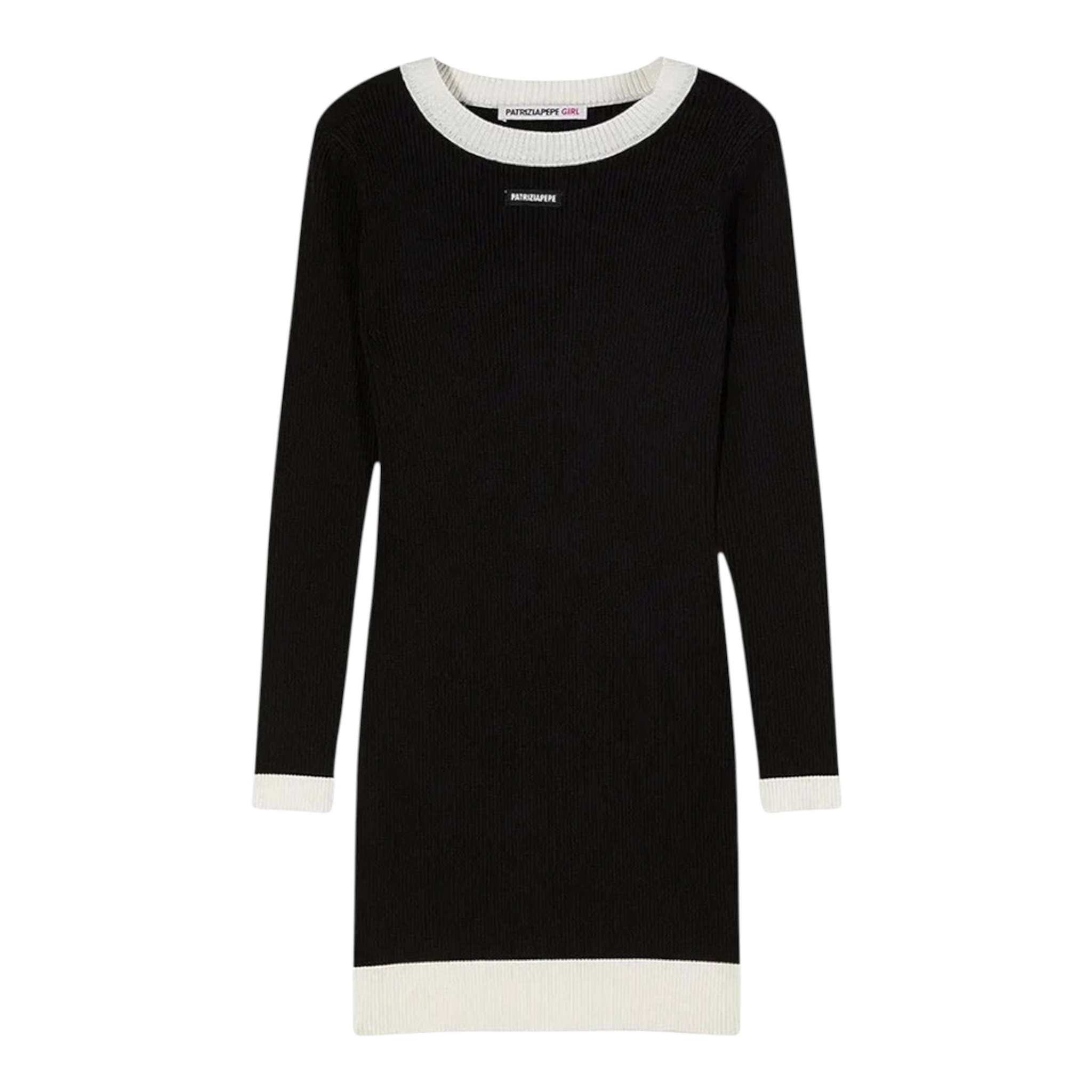 Patrizia Pepe Abito tinta unita con Profili In Contrasto Nero per Bambina 7A0571XX NERO PATRIZIA PEPE 