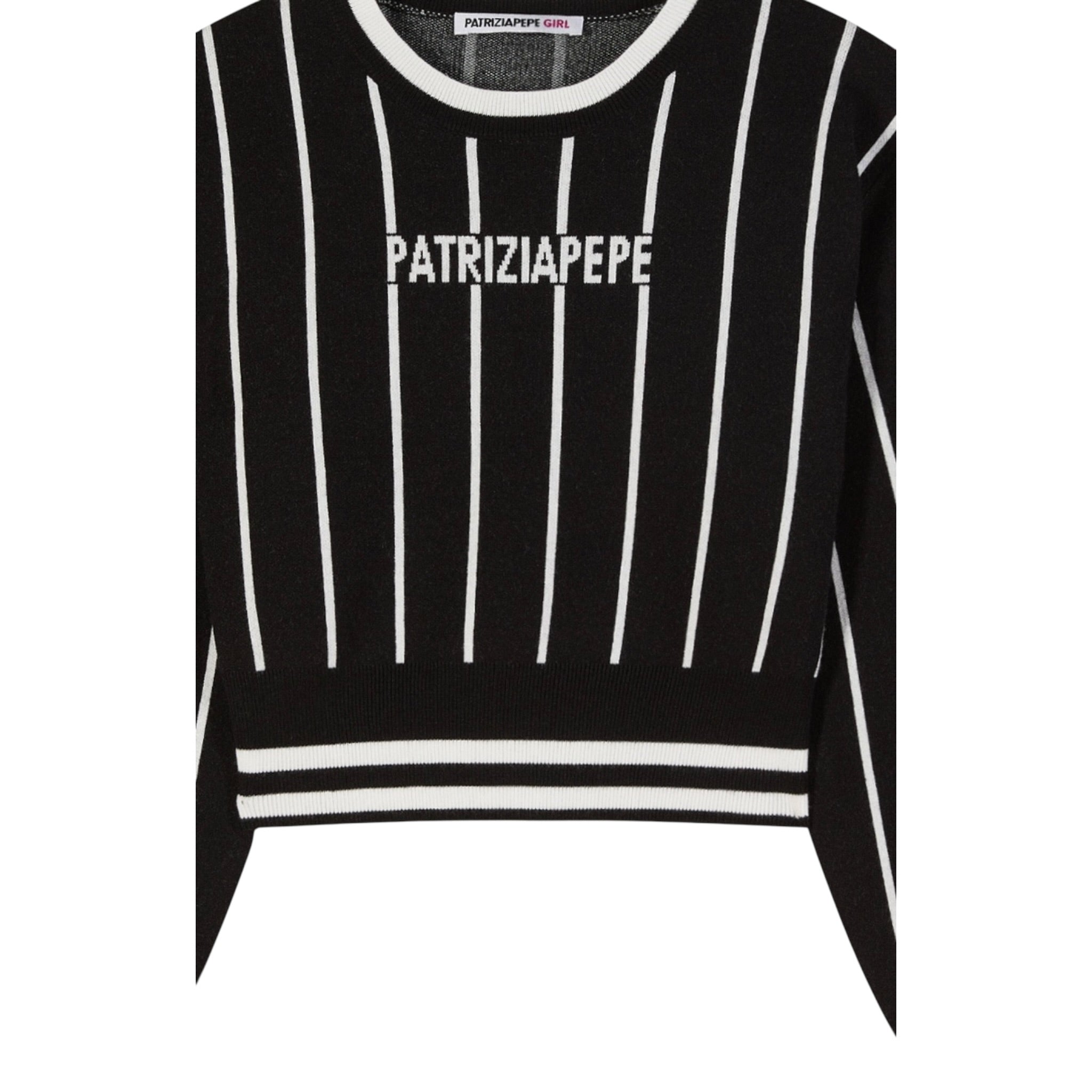 Patrizia Pepe Maglia Bicolore con Fantasia A Righe Bianco/Nero per Bambina 7K0057 BIANCO/NERO PATRIZIA PEPE 