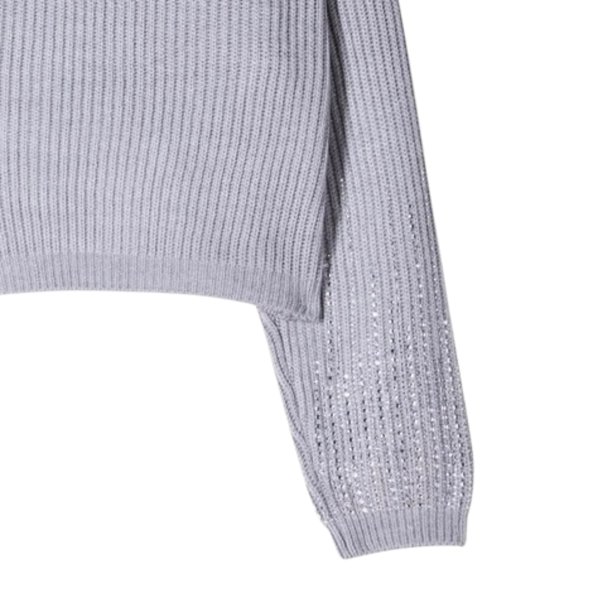 Patrizia Pepe Maglia tinta unita con Brillantini Grigio per Bambina 7K0059X GRIGIO PATRIZIA PEPE 