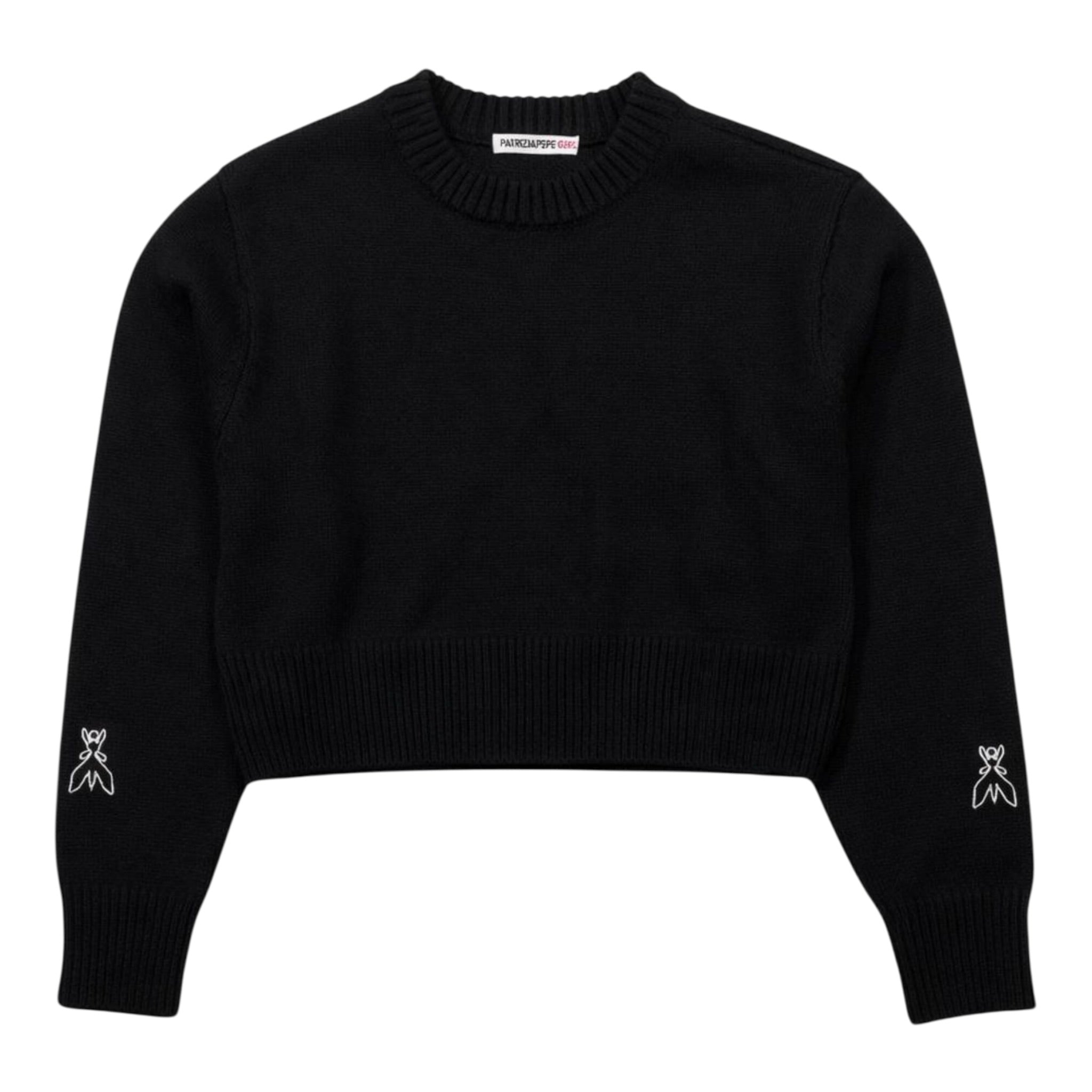 Patrizia Pepe Maglia Girocollo tinta unita con Stampa Logo Nero per Bambina 7K0069XXX NERO PATRIZIA PEPE 