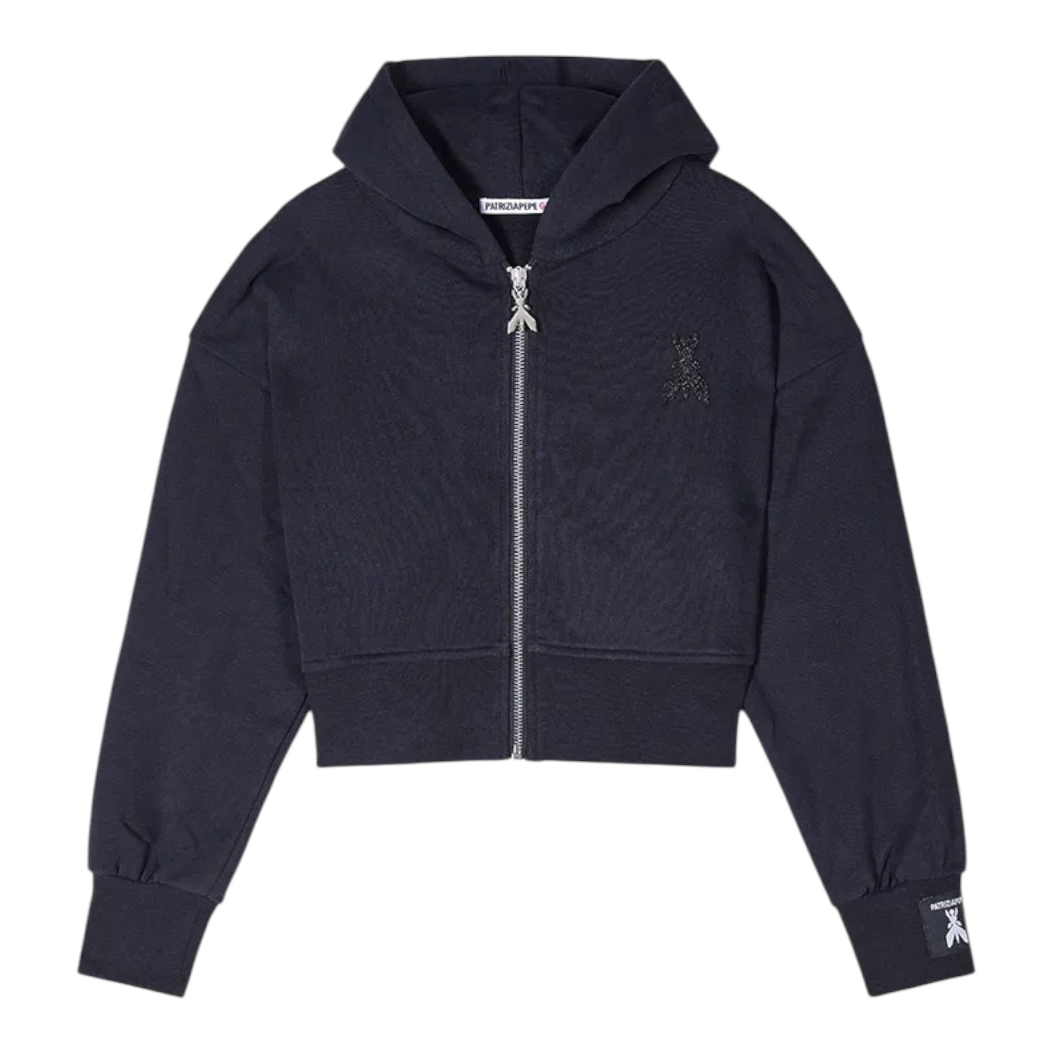 Patrizia Pepe Felpa tinta unita con Zip E Cappuccio Nero per Bambina 7M0823X NERO PATRIZIA PEPE 