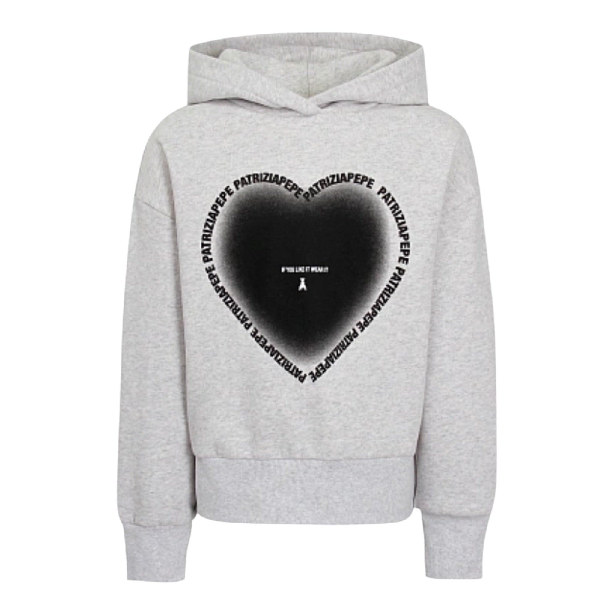 Patrizia Pepe Felpa tinta unita con Cappuccio E Stampa Grigio per Bambina 7M0934XX GRIGIO PATRIZIA PEPE 