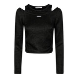 Patrizia Pepe Maglia tinta unita con Logo Nero per Bambina 7M0939 NERO PATRIZIA PEPE 