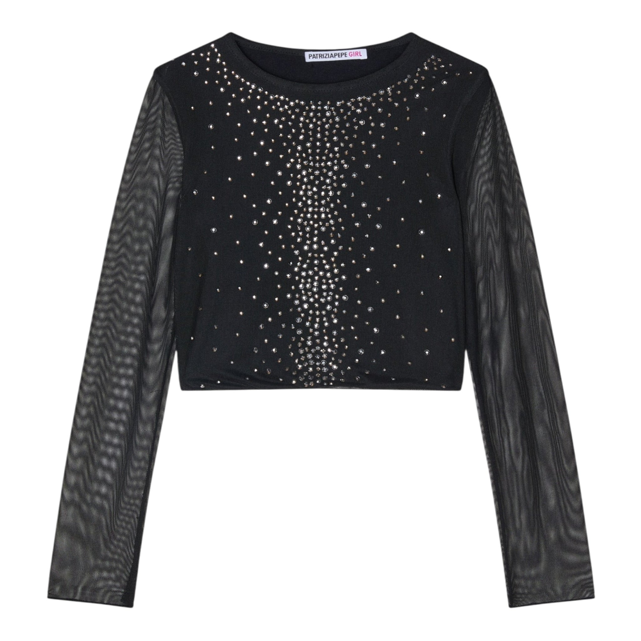 Patrizia Pepe shirt Manica Lunga con Maniche Velate Nero per Bambina 7M0955 NERO PATRIZIA PEPE 