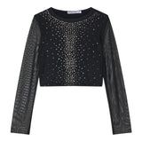 Patrizia Pepe Camicia Manica Lunga con Maniche Velate Nero per Bambina 7M0955 NERO PATRIZIA PEPE 