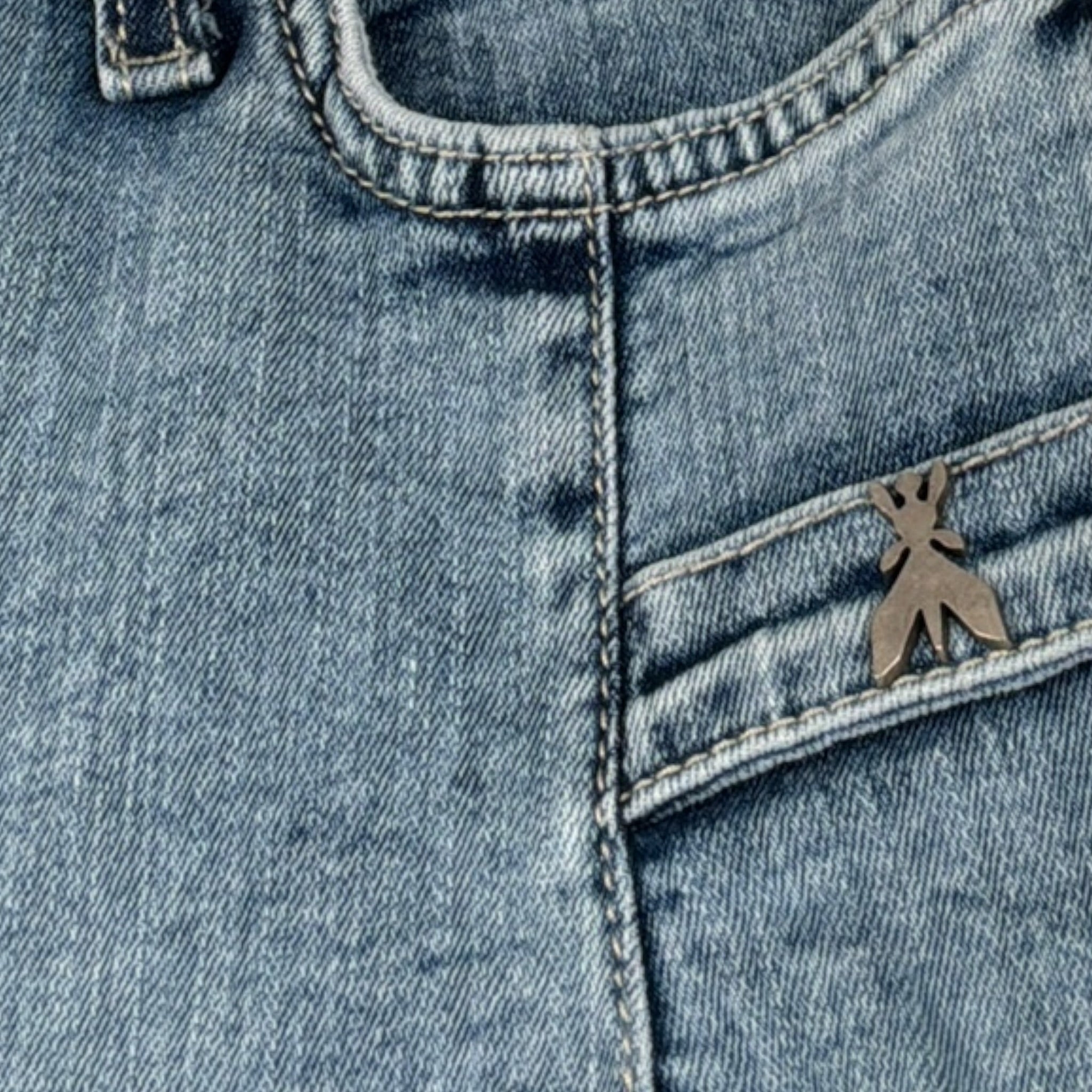 Patrizia Pepe Jeans tinta unita con Girovita Regolabile Azzurro per Bambina 7P0378 AZZURRO PATRIZIA PEPE 