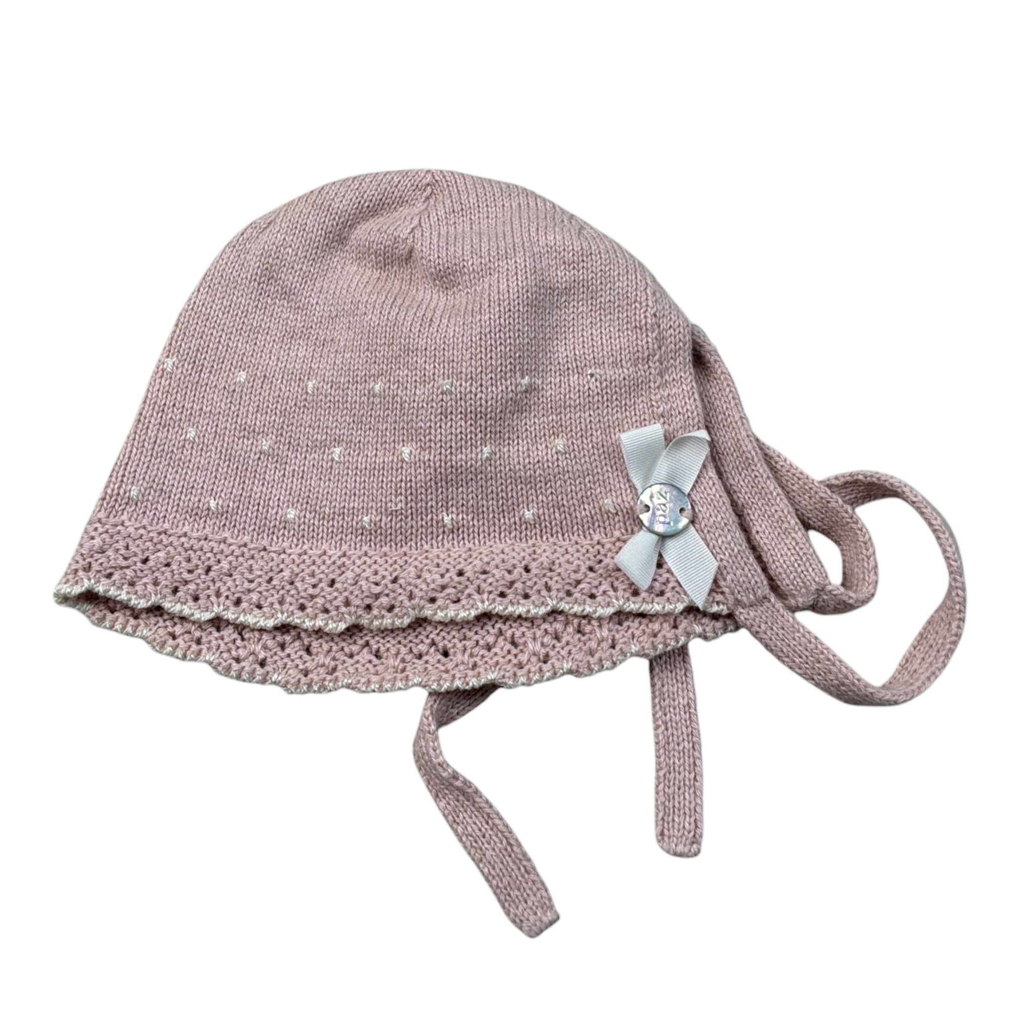 Paz Rodriguez Cappello tinta unita con Ricami Rosa per Neonata 011122077 ROSA PAZ RODRIGUEZ 