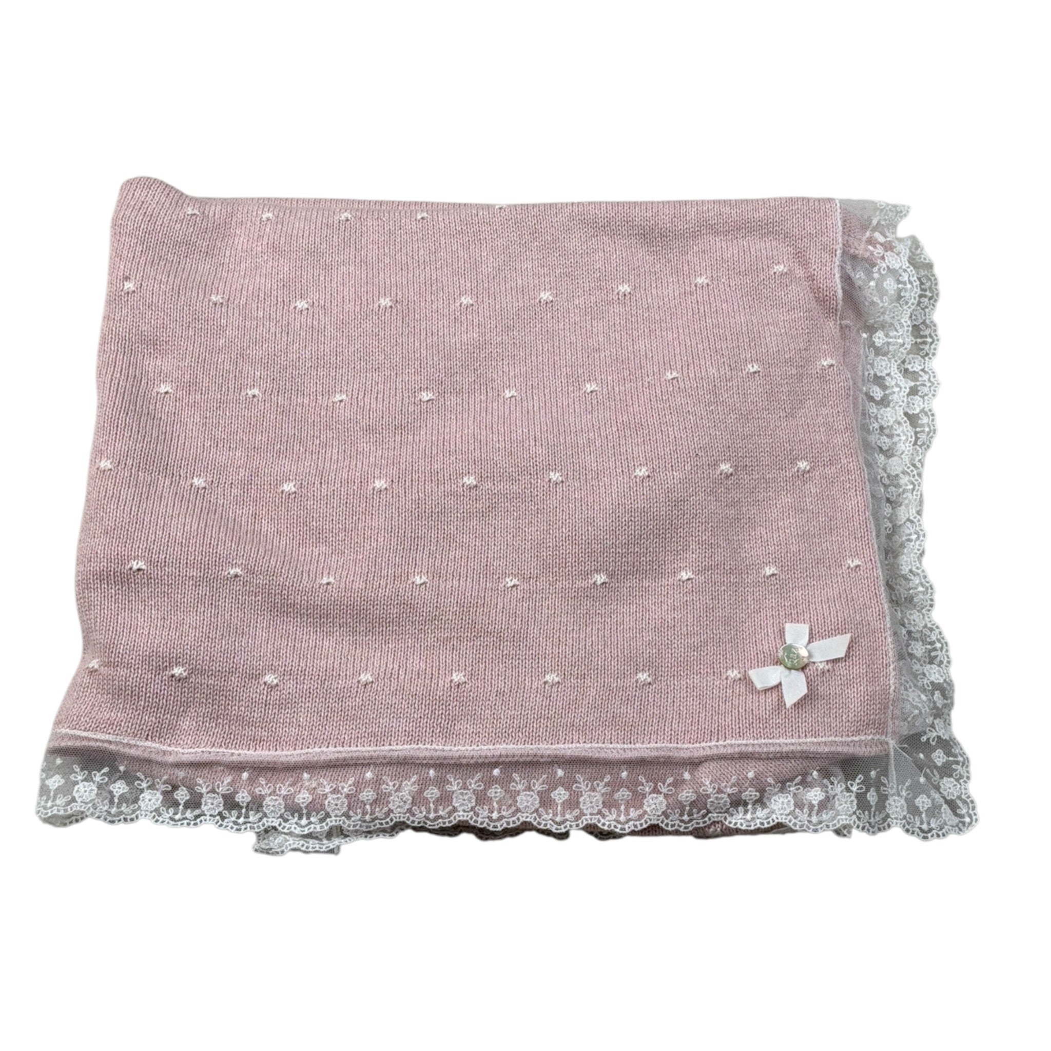 Paz Rodriguez Coperta tinta unita con Ricami Rosa per Neonata 029122078 ROSA PAZ RODRIGUEZ 