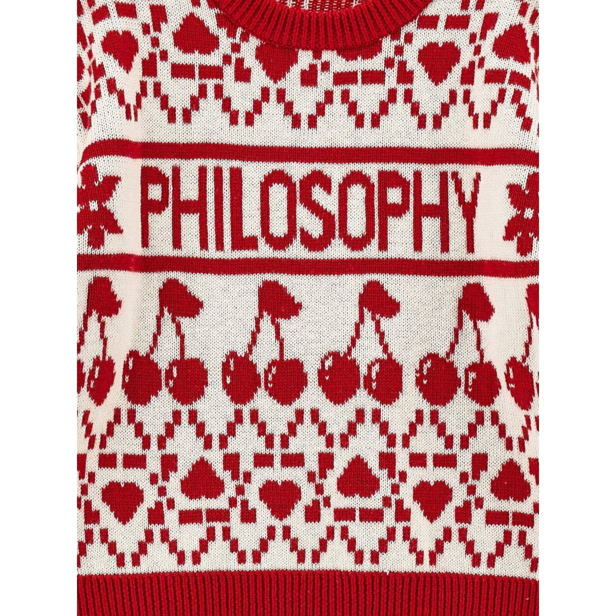 Philosophy Maglia Bicolore con Stampa Panna/Rosso per Bambina I9F602 PANNA/ROSSO PHILOSOPHY 