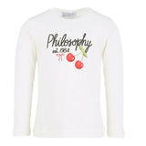 Philosophy Shirt tinta unita con Stampa Bianco per Bambina L1F605 BIANCO PHILOSOPHY 