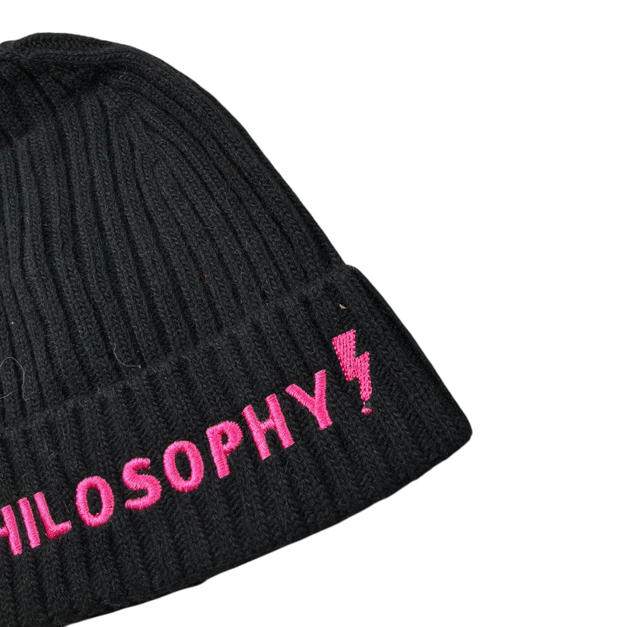 Philosophy Cappello tinta unita con Stampa Nero per Bambina PFCP003 NERO PHILOSOPHY 
