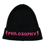Philosophy Cappello tinta unita con Stampa Nero per Bambina PFCP003 NERO PHILOSOPHY 