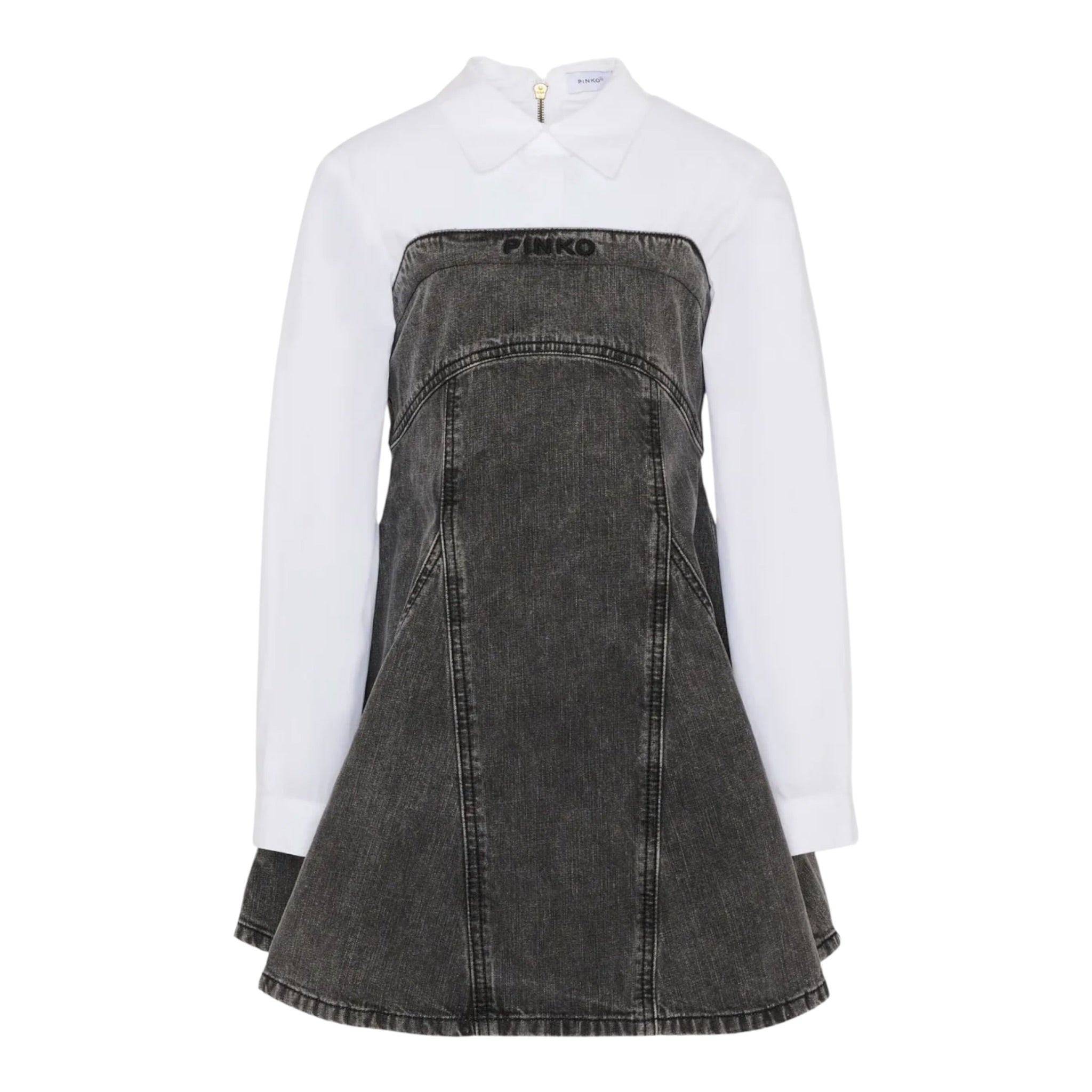 Pinko Abito Manica Lunga In Denim con Maniche In Camicia Grigio per Bambina KFAB023X GRIGIO PINKO 